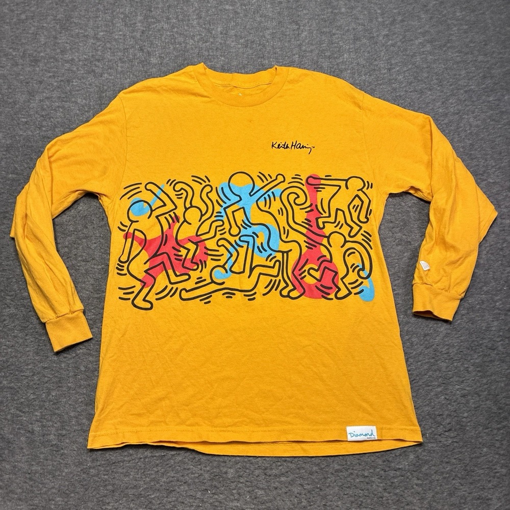 Keith Haring x Diamond Suppy Shirt Men Large Long Sleeve 90s Street Art New York